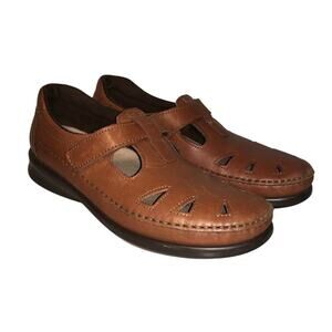 SAS Shoes Roamer EZ Strap Walking Shoe Womens 7.5 M Brown Leather Mary Jane